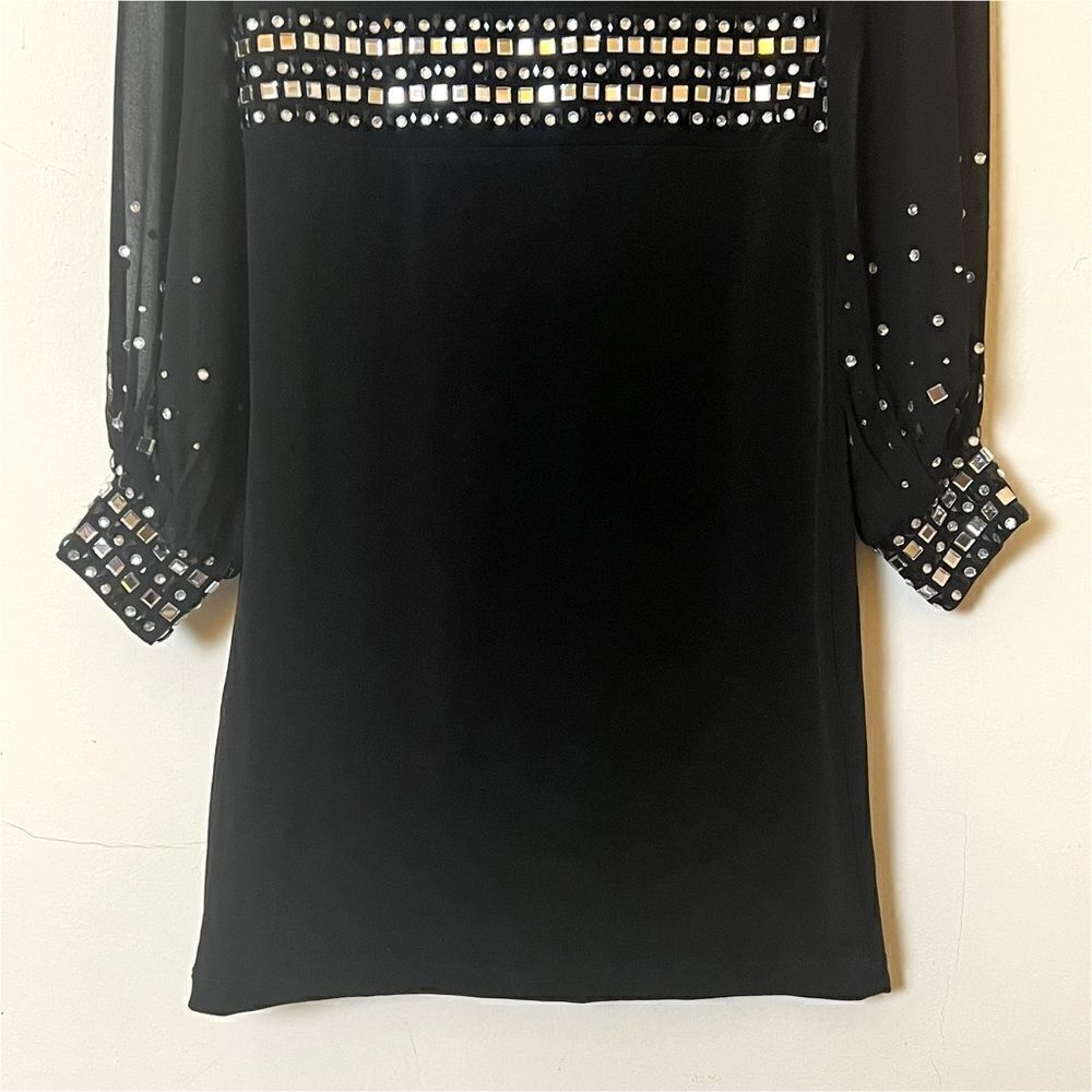 Kiki Riki Jewel Embellished Sheer Sleeve Choker Bodycon Dress, Size Medium Black - Picture 10 of 17